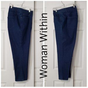 WOMAN WITHIN Tummy Tamer 26W STRETCH ZIP-UP JEANS
